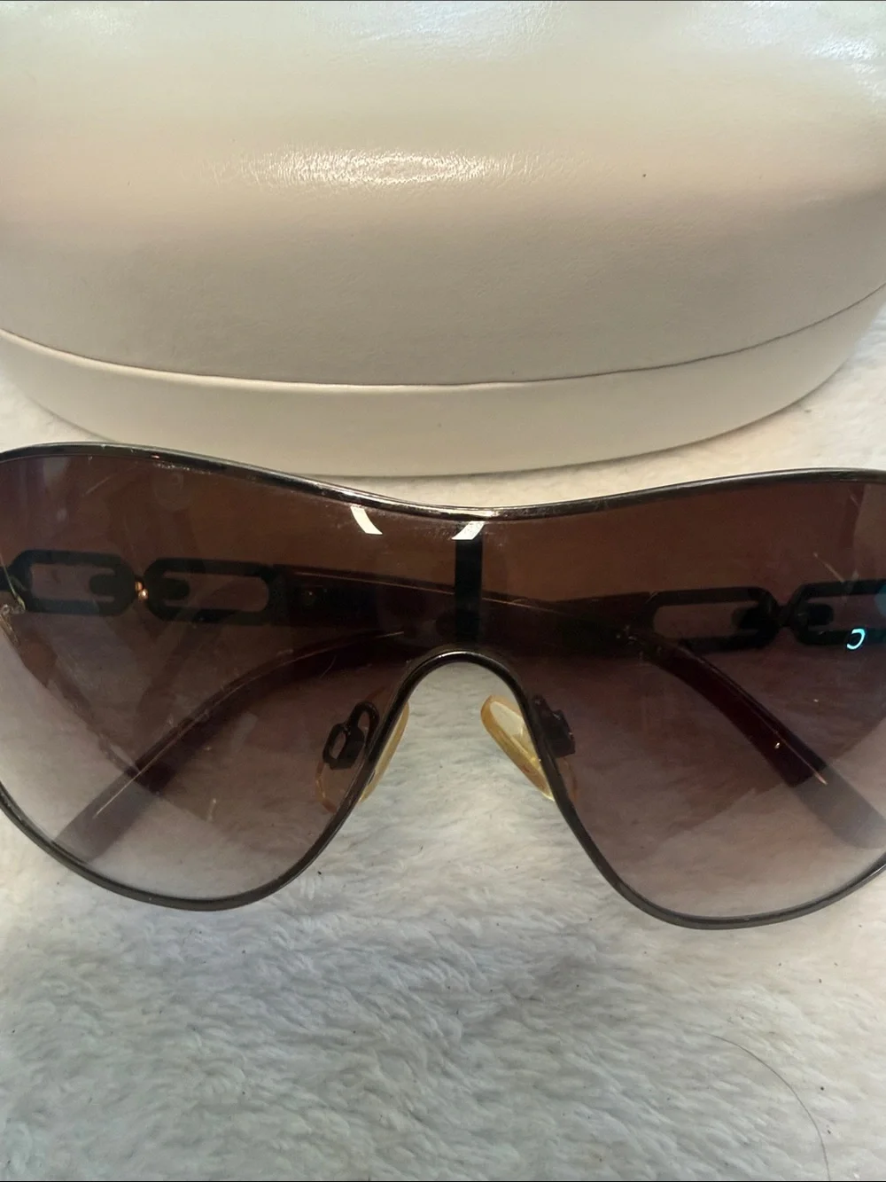 Calvin Klein Brown Textured Retro Rounded Designer Shield Sunglasses